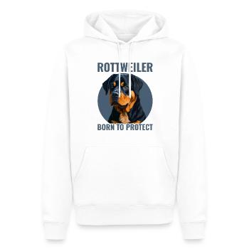 Rottweiler Rottie - Born to protect - Männer Premium Bio Hoodie - Weiß - Vorne - Nico (187cm)