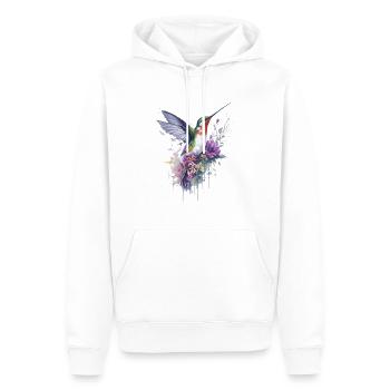 Floral Elegance - Watercolor Hummingbird - Men’s Premium Organic Hoodie - white - Front - Nico (187cm)