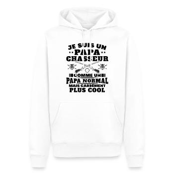 Un papa chasseur c'est comme un papa normal - Sweat à capuche Premium bio Homme - blanc - Devant - Nico (187cm)