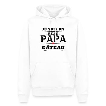Un Beau Papa Gâteau Pâtisserie Humour Cadeau Noël - Sweat à capuche Premium bio Homme - blanc - Devant - Nico (187cm)