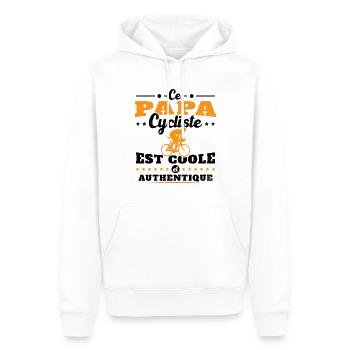 Ce papa cycliste est coole et authentique - Sweat à capuche Premium bio Homme - blanc - Devant - Nico (187cm)
