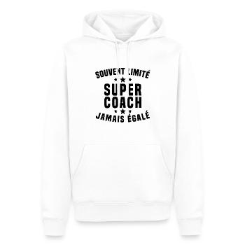 Super coach imité humour cadeau entraîneur drôle - Sweat à capuche Premium bio Homme - blanc - Devant - Nico (187cm)