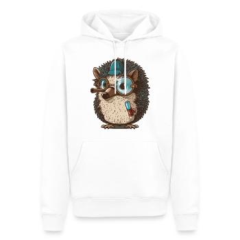 Monokel-Igel - Männer Premium Bio Hoodie - Weiß - Vorne - Nico (187cm)