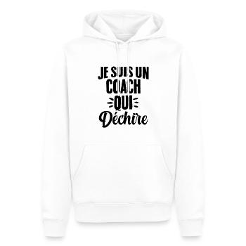 Ich bin ein Coach, der das Humorgeschenk zerreißt - Männer Premium Bio Hoodie - Weiß - Vorne - Nico (187cm)