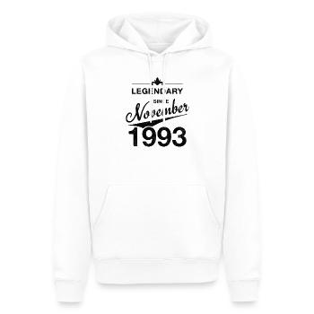 30ème Anniversaire Légendaire Novembre 1993 Millésime 93 - Sweat à capuche Premium bio Homme - blanc - Devant - Nico (187cm)