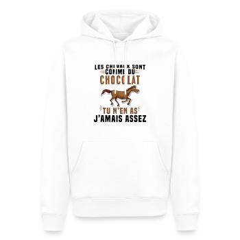 Les chevaux sont comme du chocolat - Sweat à capuche Premium bio Homme - blanc - Devant - Nico (187cm)