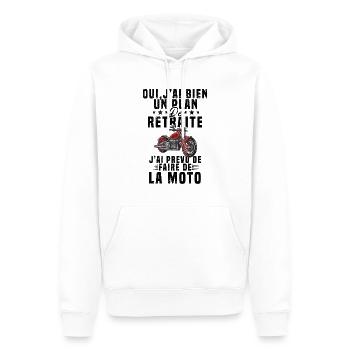 Motard Homme Moto Retraite Cadeau Motorcycle - Sweat à capuche Premium bio Homme - blanc - Devant - Nico (187cm)