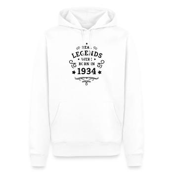 90. Geburtstag Legenden sind Jahrgang 1934 geboren - Männer Premium Bio Hoodie - Weiß - Vorne - Nico (187cm)