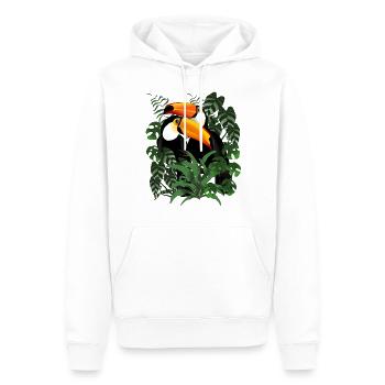 Toucan couple in the forest of leaves - Men’s Premium Organic Hoodie - white - Front - Nico (187cm)