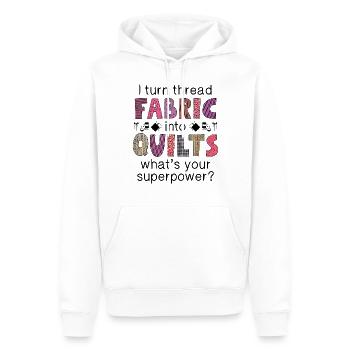 I Turn Thread Fabric Into Quilts - Men’s Premium Organic Hoodie - white - Front - Nico (187cm)
