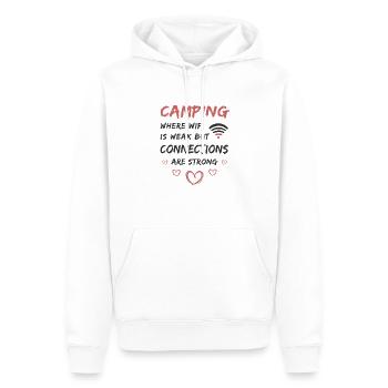 Camping WiFi is weak but the connection is strong - Men’s Premium Organic Hoodie - white - Front - Nico (187cm)