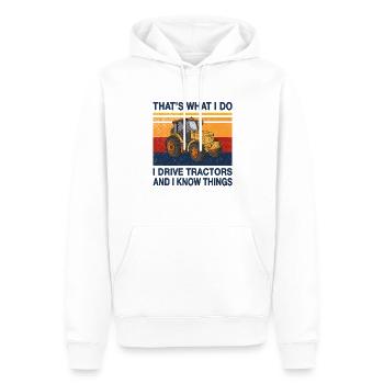 Ich fahre Traktoren und ich weiß Dinge Trecker - Männer Premium Bio Hoodie - Weiß - Vorne - Nico (187cm)