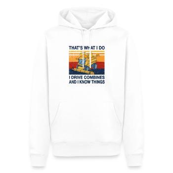 Je conduis des moissonneuses-batteuses et je connais les choses agriculteur - Sweat à capuche Premium bio Homme - blanc - Devant - Nico (187cm)