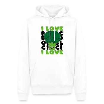 I Love Broccoli Broccoli Vegetable Garden Gift - Men’s Premium Organic Hoodie - white - Front - Nico (187cm)