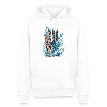 Lynx majestueux dans les flammes bleues - Sweat à capuche Premium bio Homme - blanc - Devant - Nico (187cm)