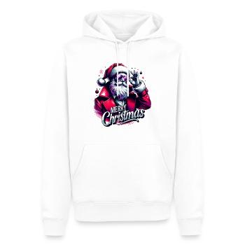 Joyeux Noël Père Noël - Sweat à capuche Premium bio Homme - blanc - Devant - Nico (187cm)