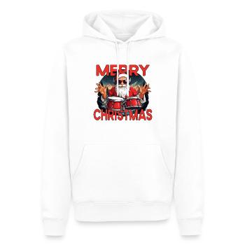 Joyeux Noël Père Noël - Sweat à capuche Premium bio Homme - blanc - Devant - Nico (187cm)