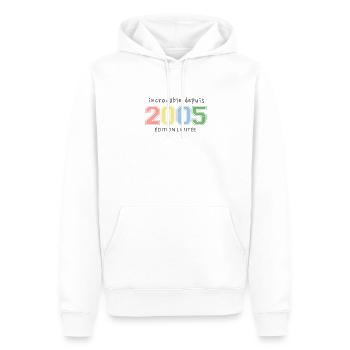 Anniversaire 2005 - Sweat à capuche Premium bio Homme - blanc - Devant - Nico (187cm)