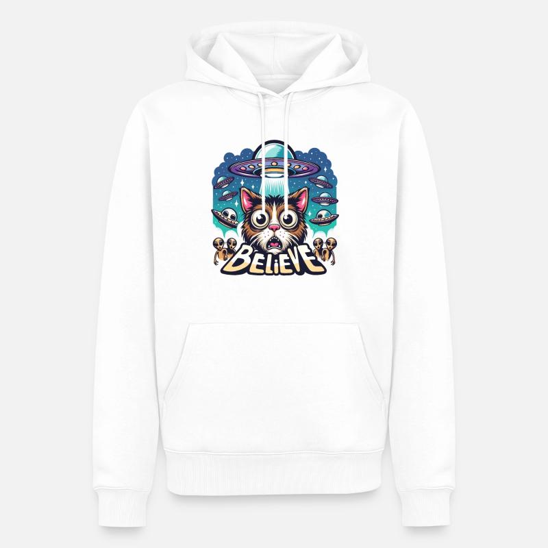Drôle Alien Alien Croire - Sweat à capuche Premium bio Homme - blanc