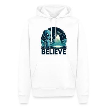 Lustiges Außerirdischer Alien Believe - Männer Premium Bio Hoodie - Weiß - Vorne - Nico (187cm)