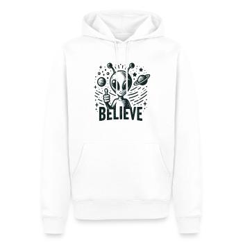 Lustiges Außerirdischer Alien Believe - Männer Premium Bio Hoodie - Weiß - Vorne - Nico (187cm)