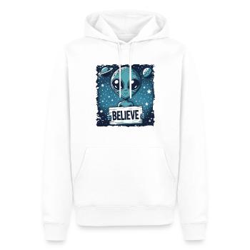 Lustiges Außerirdischer Alien Believe - Männer Premium Bio Hoodie - Weiß - Vorne - Nico (187cm)