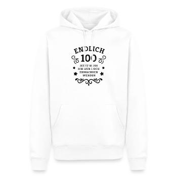Endlich 100. Geburtstag nur noch erwachsen werden - Männer Premium Bio Hoodie - Weiß - Vorne - Nico (187cm)