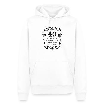 Endlich 40. Geburtstag nur noch erwachsen werden - Männer Premium Bio Hoodie - Weiß - Vorne - Nico (187cm)