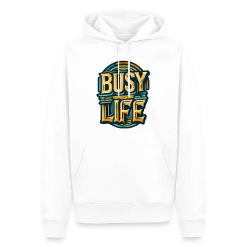 Busy Life ai généré art t-shirt - Sweat à capuche Premium bio Homme - blanc - Devant - Nico (187cm)