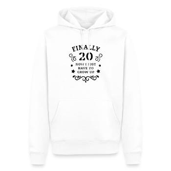 Enfin 20e anniversaire en grandissant - Sweat à capuche Premium bio Homme - blanc - Devant - Nico (187cm)