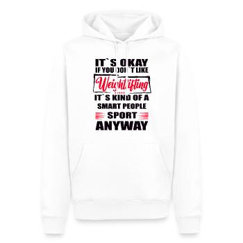 Ce n’est pas grave si vous n’aimez pas l’haltérophilie - Sweat à capuche Premium bio Homme - blanc - Devant - Nico (187cm)