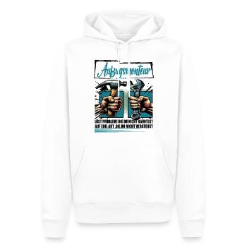 Aufzugsmonteur Beruf mit lustigen Spruch - Männer Premium Bio Hoodie - Weiß - Vorne - Nico (187cm)