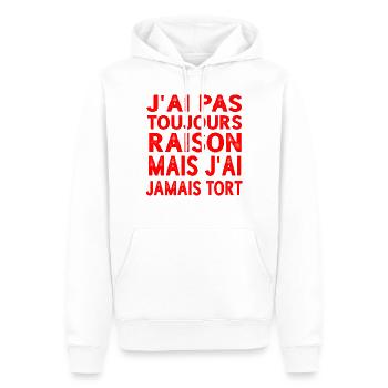 J'Ai Pas Toujours Raison Mais J'Ai Jamais Tort - Männer Premium Bio Hoodie - Weiß - Vorne - Nico (187cm)