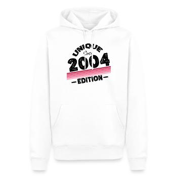 Unique depuis 2004 Edition Anniversaire Millésime 2004 - Sweat à capuche Premium bio Homme - blanc - Devant - Nico (187cm)