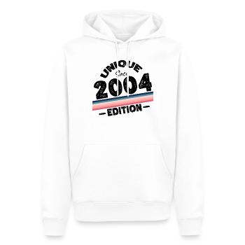 Unique depuis 2004 Edition Anniversaire Millésime 2004 - Sweat à capuche Premium bio Homme - blanc - Devant - Nico (187cm)