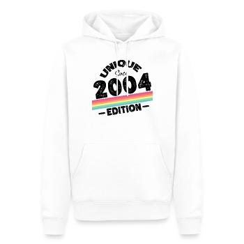 Unique depuis 2004 Edition Anniversaire Millésime 2004 - Sweat à capuche Premium bio Homme - blanc - Devant - Nico (187cm)