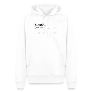 Sonder - Définition du dictionnaire - Sweat à capuche Premium bio Homme - blanc - Devant - Nico (187cm)