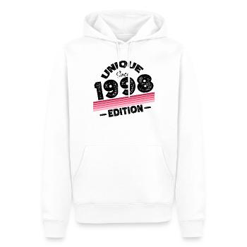 Unique depuis 1998 Edition Anniversaire Millésime 1998 - Sweat à capuche Premium bio Homme - blanc - Devant - Nico (187cm)