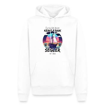 Keine Panik - Der Segler Ist Da - Segelboot - Männer Premium Bio Hoodie - Weiß - Vorne - Nico (187cm)