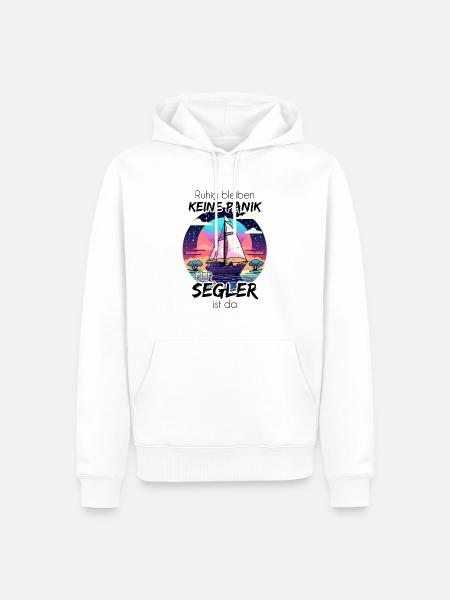 Gå ikke i panik - sømanden er her - sejlbåd - Herre Premium økologisk hoodie - hvid