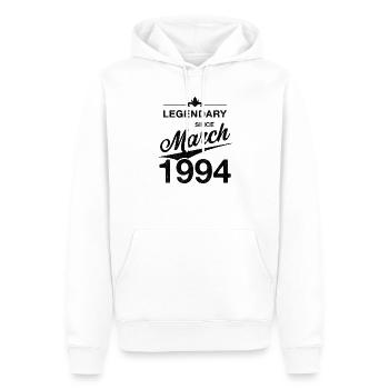 30e anniversaire légendaire mars 1994 Volume 94 - Sweat à capuche Premium bio Homme - blanc - Devant - Nico (187cm)