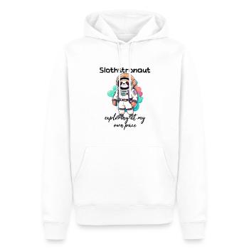 Slothstronaut Exploring At My Own Pace - Faultier - Männer Premium Bio Hoodie - Weiß - Vorne - Nico (187cm)