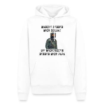 Soldat Papa - Männer Premium Bio Hoodie - Weiß - Vorne - Nico (187cm)