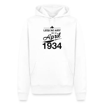 90e anniversaire légendaire avril 1934 Volume 34 - Sweat à capuche Premium bio Homme - blanc - Devant - Nico (187cm)