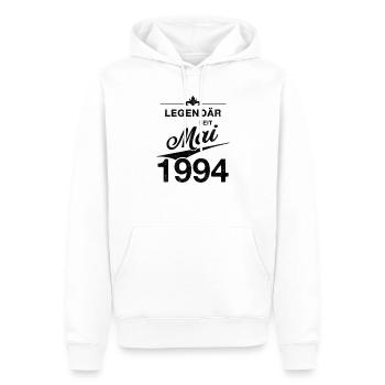 30e anniversaire Légendaire depuis mai 1994 Volume 94 - Sweat à capuche Premium bio Homme - blanc - Devant - Nico (187cm)