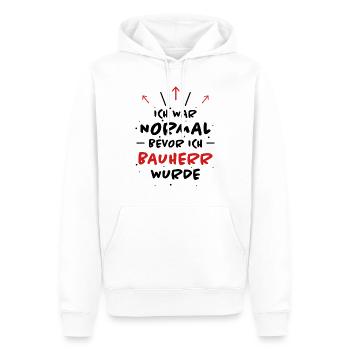 Bauherr Spruch Hausbau Richtfest Bauherr Geschenk - Männer Premium Bio Hoodie - Weiß - Vorne - Nico (187cm)