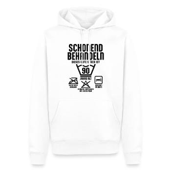 SCHONEND BEHANDELN 90 JAHRE ALT 90. GEBURTSTAG - Männer Premium Bio Hoodie - Weiß - Vorne - Nico (187cm)