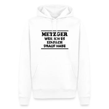 Metzger Spruch Fleischer Lustiges Metzger Geschenk - Männer Premium Bio Hoodie - Weiß - Vorne - Nico (187cm)