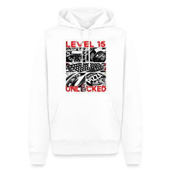 Geburtstag Level 15 freigeschaltet Gaming & Zocker - Männer Premium Bio Hoodie - Weiß - Vorne - Nico (187cm)