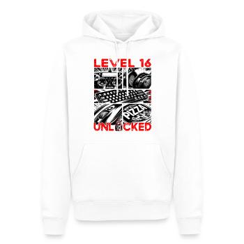 Niveau d’anniversaire 16 Jeux et joueurs débloqués - Sweat à capuche Premium bio Homme - blanc - Devant - Nico (187cm)